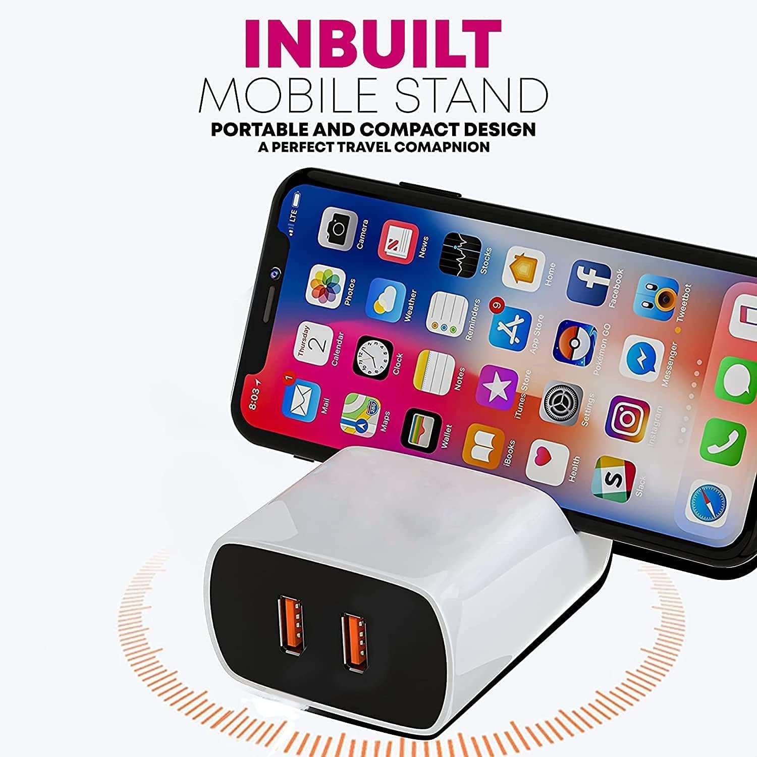 KC-01 | Stand Charger 18W Double USB Port