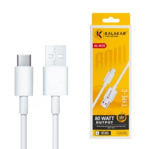 KL-W25 WHITE 80W TYPE-C FAST DATA CABLE