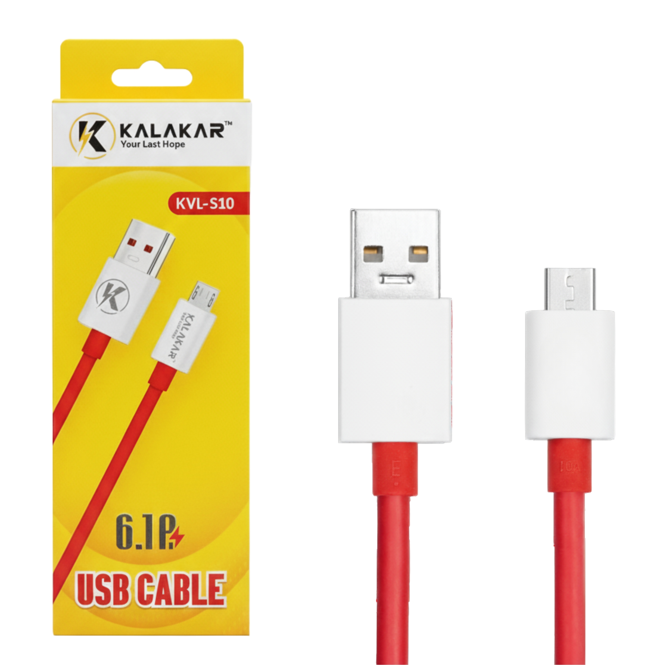 KVL-S10 RED V8 6.1AMP  DATA CABLE ULTRA FAST CHARGING
